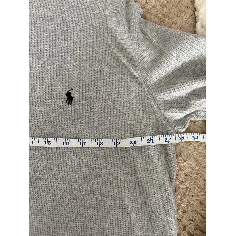Polo Ralph Lauren Men's XL Gray Waffle Knit Long Sleeve Sleepwear Shirt Cotton
